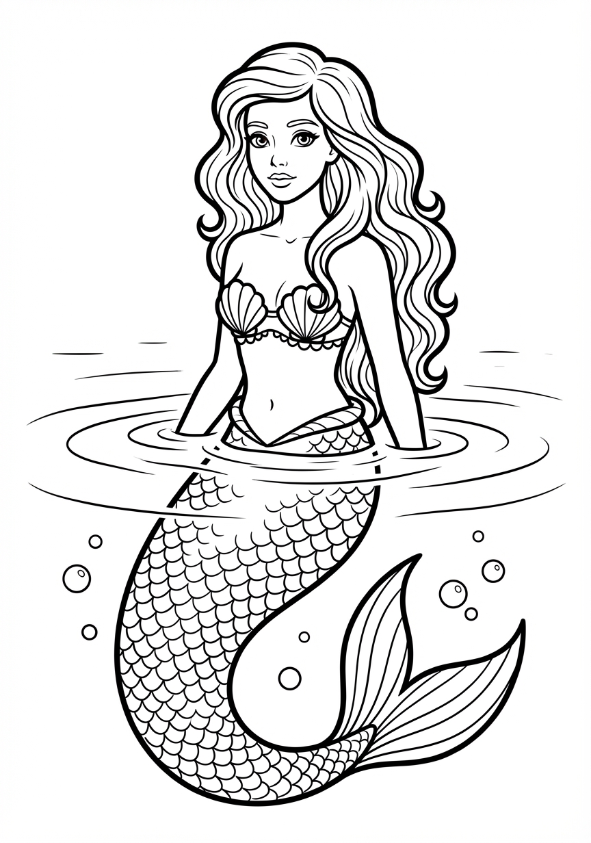 Lächelnde Nixe mit großen Flächen zum Gestalten