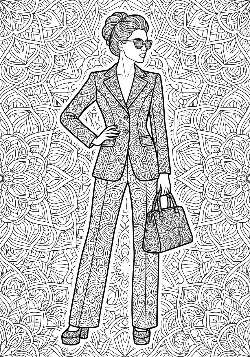 Detailreiches Mandala einer Frau mit filigranen Ornamenten