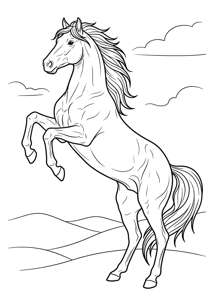 Kraftvolles Ross mit wilder Mähne in dynamischer Pose