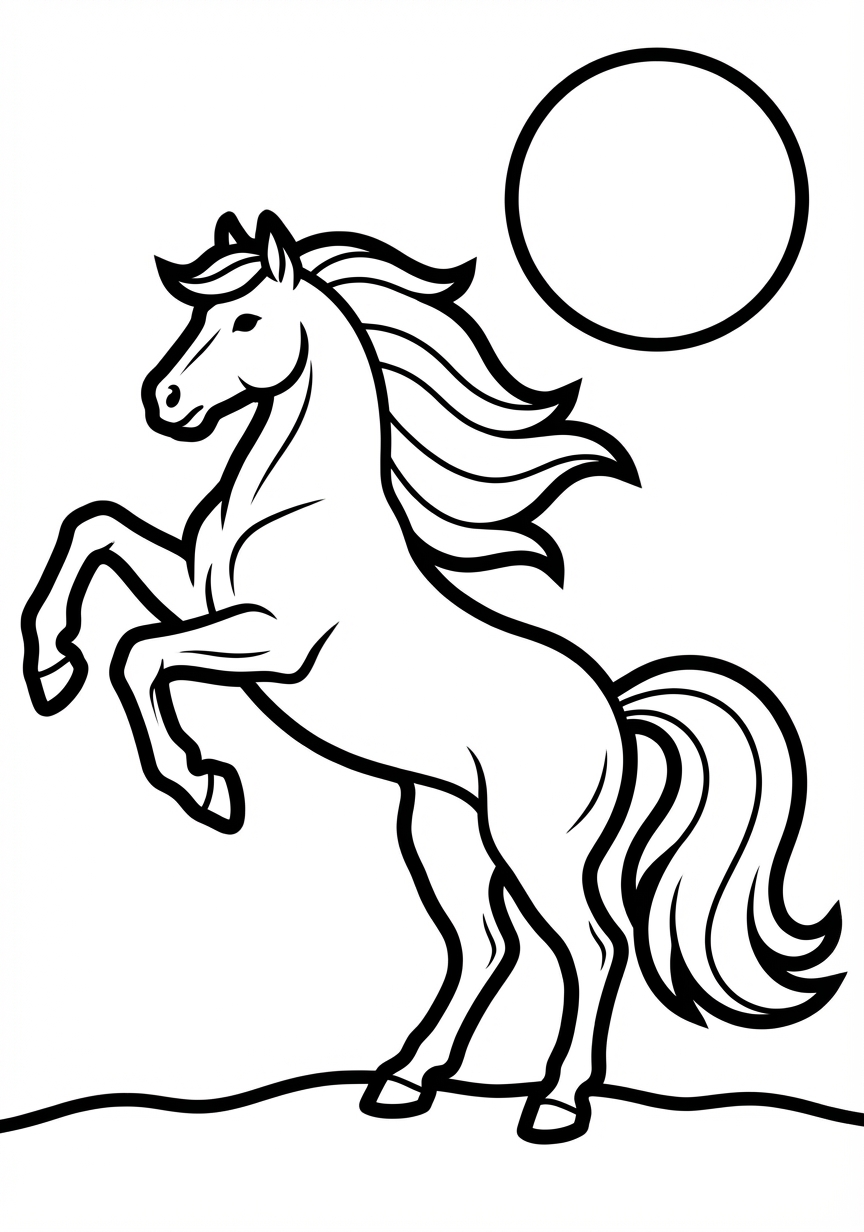 Stolzes Pferd mit wehender Mähne zum Gestalten