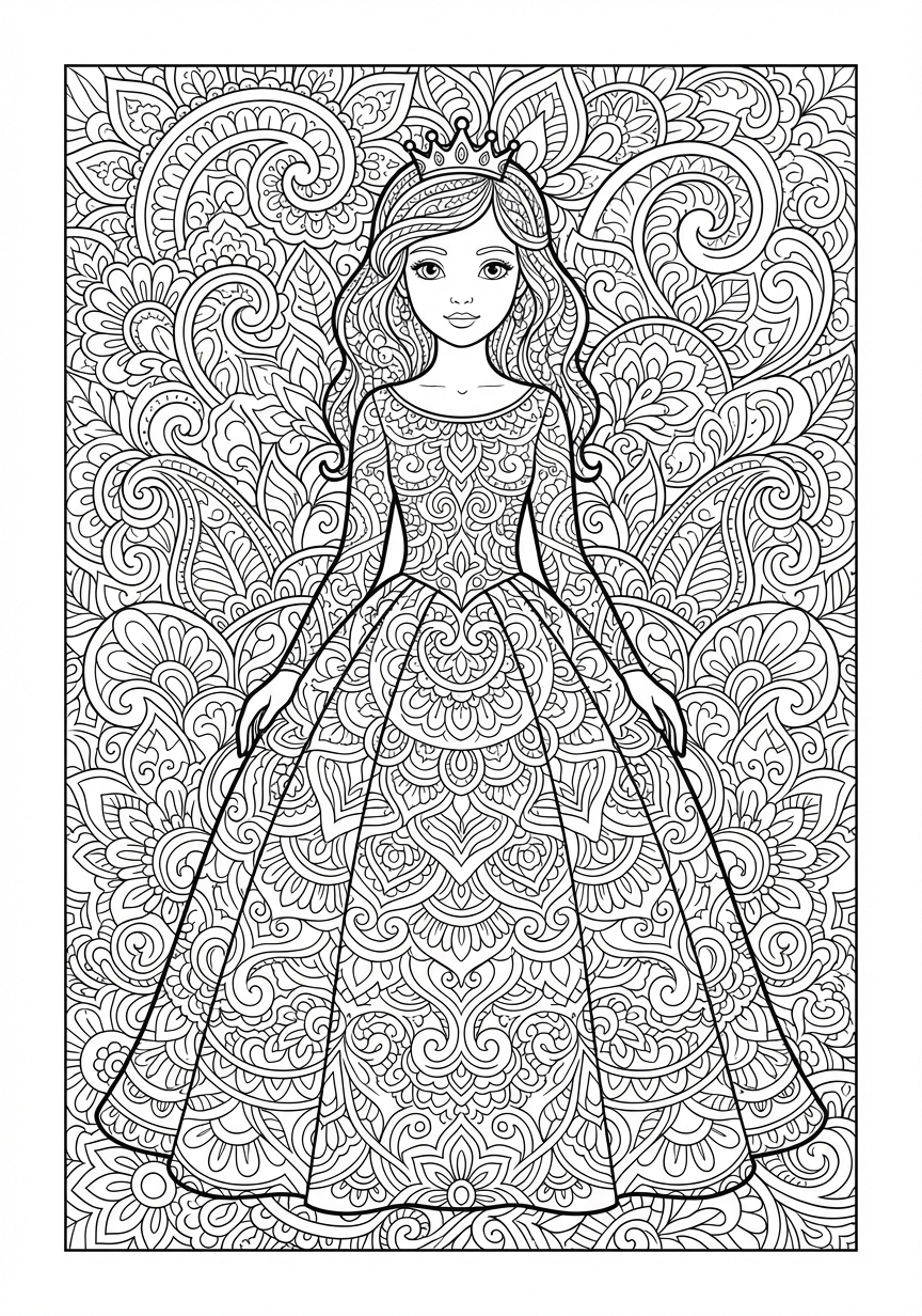 Prinzessin mit kunstvollem Mandala Kleid voller Ornamente