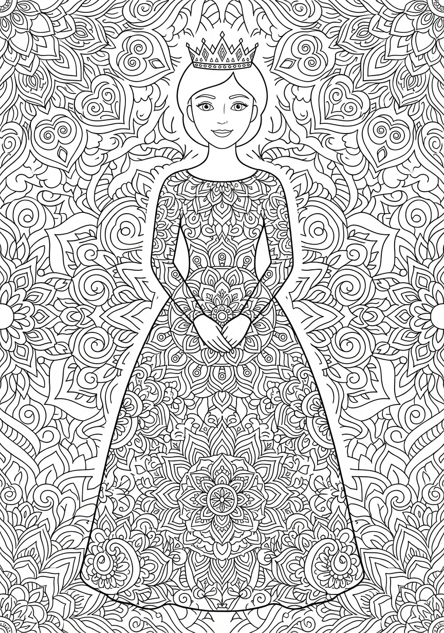 Prinzessin mit komplexem Mandala Muster im Gewand