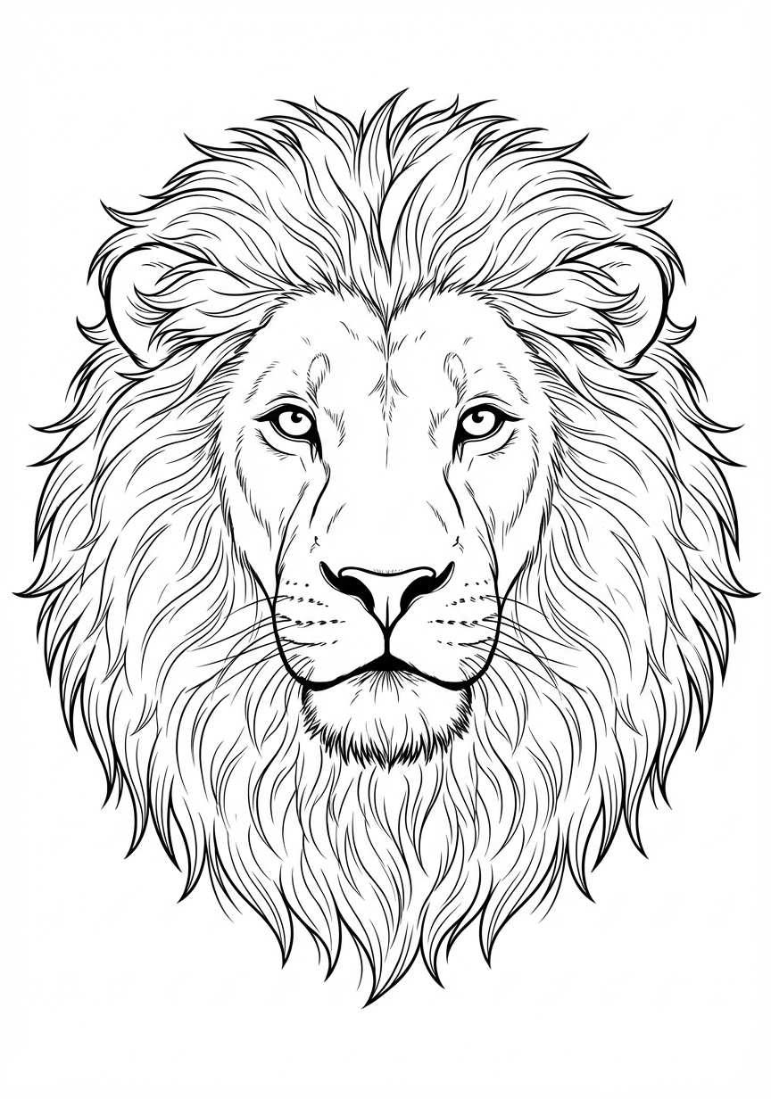 Königlicher Löwe mit prächtiger Mähne und ausgewogenen Details